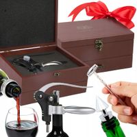 ZESTAW AKCESORIA DO WINA 8w1 NA PREZENT KORKOCIĄG KOREK PIERŚCIEŃ NALEWAK