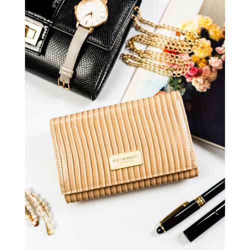 portfel damski ze skóry naturalnej i ekologicznej w beżowym kolorze na Arena.pl