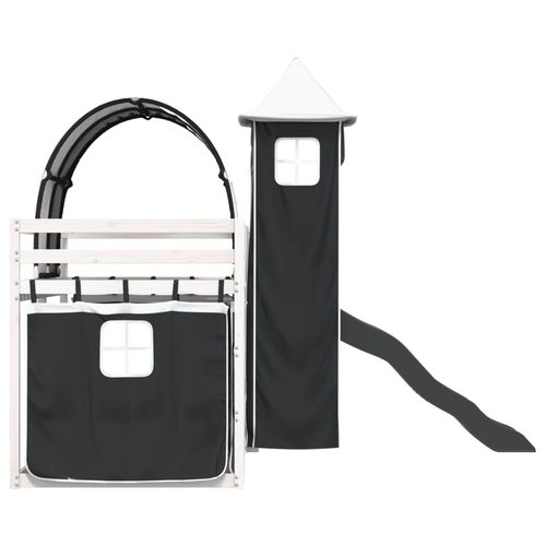 Łóżko na antresoli, ze zjeżdżalnią i zasłonkami, 90x200 cm na Arena.pl