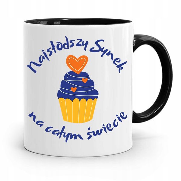 Kubek Czarny Prezent Dla Syna Najsłodszy Synek Z Nadrukiem Ze Zdjęciem zdjęcie 1