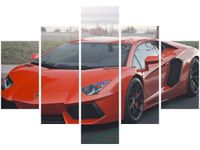 70 100CM OBRAZ 5 ELEM POMARAŃCZOWE LAMBO AXION23 DRUK PŁÓTNO