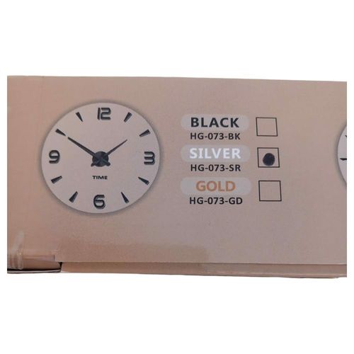 SREBRNY Bezramowy Duży Zegar Ścienny DIY na Arena.pl