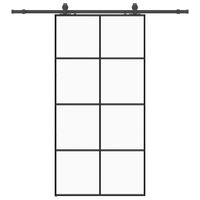 Drzwi przesuwne z zestawem okuć czarne 102,5x205 cm ESG szkło