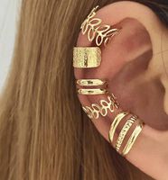 KOLCZYKI NAUSZNICE ZESTAW 5 sztuk MODNE WZORY KOLOR ZŁOTY