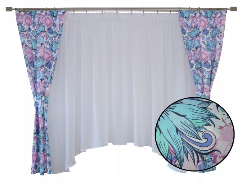 Firana dziecięca dla dziewczynki KWIATY zasłony zdjęcie 1