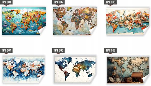 Fototapeta PREMIUM STRUKTURA ZMYWALANA EDUKACYJNA MAPA ŚWIATA tapeta na Arena.pl