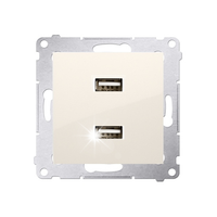 GNIAZDO ŁADOWARKA USB A+A 2.1A 5V PODWÓJNA SIMON 54 DC2USB.01/41 KREMOWY