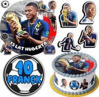 ZESTAW OPŁATEK NA TORT 20CM + 17 POSTACI - MBAPPE + IMIĘ 15CM 18CM