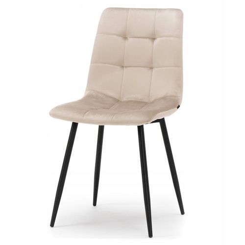 KRZESŁO TAPICEROWANE PIKOWANE WELUROWE DO SALONU JADALNI BEŻOWE PARMA na Arena.pl