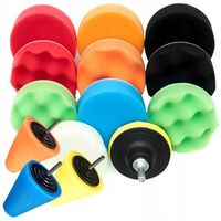 ZESTAW GĄBEK DO POLEROWANIA LAKIERU FELG SAMOCHODU 80MM 12 cz. + 3 STOŻKI