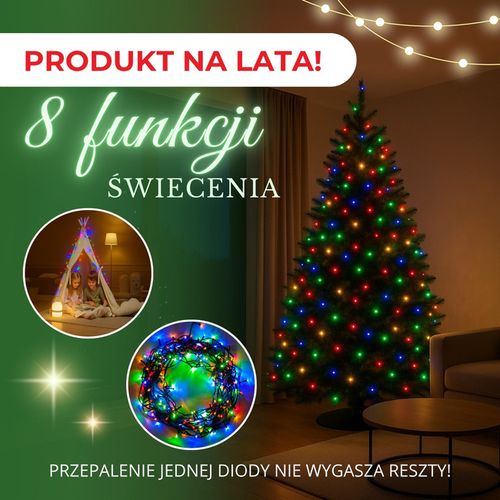 Lampki choinkowe 300 led multikolor 22,5 m oświetlenie świąteczne wewnętrzne na Arena.pl