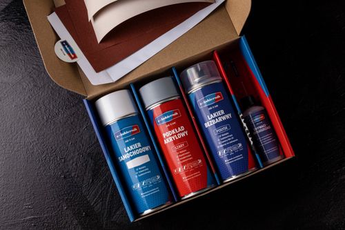 lakier samochodowy w sprayu zestaw naprawczy mercedes 744 brilliantsilber na Arena.pl