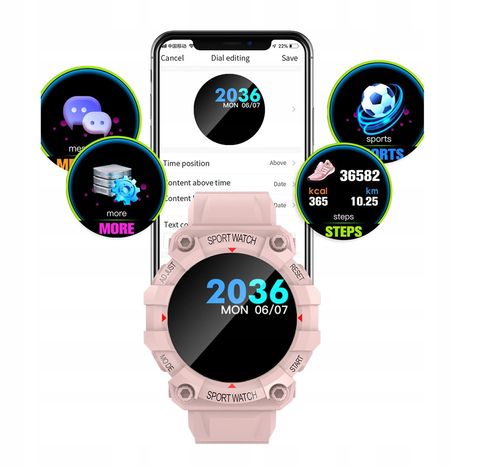 Smartwatch Lewer fd86 różowy na Arena.pl