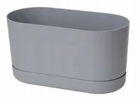 Doniczka podłużna Satina 27 z podstawką | Platyna, Kształt Prostokątny, Wymiary 13x27x15 cm, Kolor Platyna, Form-Plastik