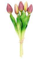 TULIPAN SILIKONOWY SZTUCZNE TULIPANY BUKIET 5 sztuk 28 cm FIOLETOWE