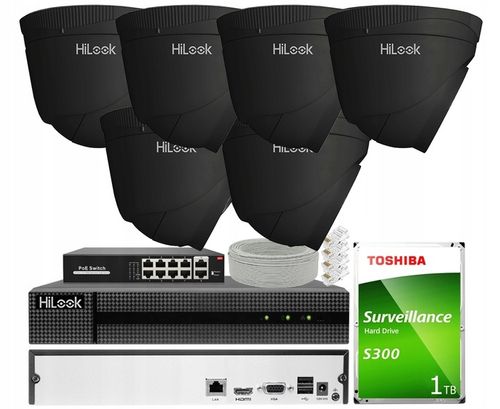 Zestaw Monitoringu IP 4MPx 6 Kamer IP PoE IPCAM-T5 BLACK + Rejestrator 8CH na Arena.pl