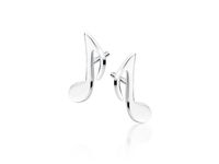 Delikatne rodowane srebrne gładkie kolczyki celebrytka nuty nutki srebro 925 Z1759E