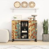 Szafka z 2 drzwiczek, 90x33x75 cm, lite drewno z odzysku