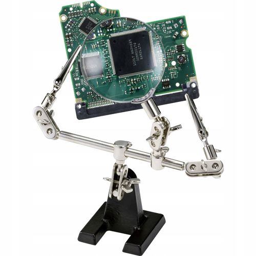 Lupa z trzecią ręką POWIĘKSZENIE 2.5-krotne ZACISKI krokodylkowe TOOLCRAFT na Arena.pl