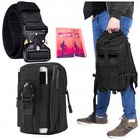 ZESTAW BIWAKOWY SURVIVALOWY PLECAK NERKA CARGO PAS CZARNY TAKTYCZNY 120cm