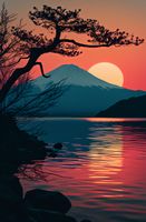 Plakat 53x81cm Góra Wieczorem