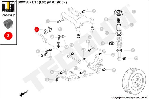 BMW 5 E60 GUMA STABILIZATORA TYL E60 03-10 na Arena.pl