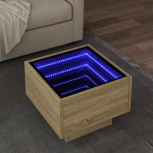 Stolik boczny z LED, dąb sonoma, 40x40x30 cm na Arena.pl