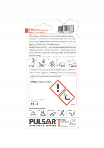 KLEJ EPOKSYDOWY DWUSKŁADNIKOWY PULSAR SZYBKOSCHNĄCY BEZBARWNY 5 MINUT 25 ml na Arena.pl