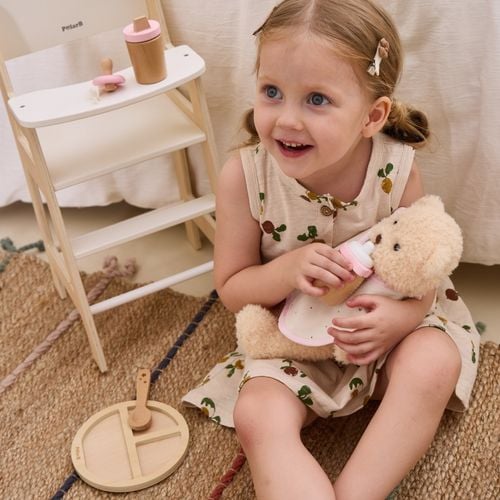 VIGA PolarB Drewniany Zestaw do Karmienia Lalki Torba - z Butelką i Śliniaczkiem na Arena.pl