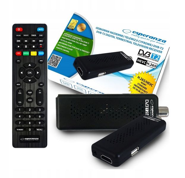 MINI DEKODER TUNER TV DVB-T2 HEVC H.265 FULL HD PILOT KABEL HDMI zdjęcie 5