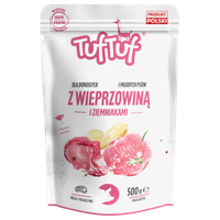 MOKRA KARMA DLA PSA TufTuf SASZETKA MIELONKA WIEPRZOWINA Z ZIEMNIAKIEM 500G