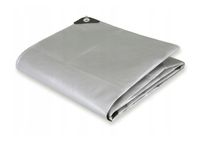 Plandeka gruba 6x8 wzmacniana wodoodporna UV 120g/m2 srebrna