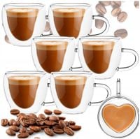 6szt SZKLANKA TERMICZNA Z UCHEM 220ml DO KAWY HERBATY filiżanka WALENTYNKI