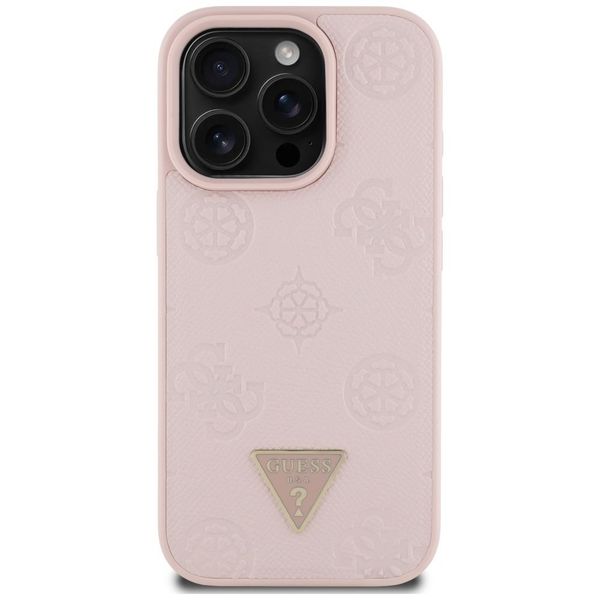 Etui Guess Grained Hot Stamp Peony Triangle Logo MagSafe do iPhone 16 Pro zdjęcie 3