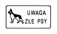 tablica 15*29cm uwaga złe psy - tab d p3