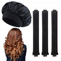Wałki Blowout Papiloty Do Kręcenia Włosów 3 Sztuki Czepek Satynowy Czarny