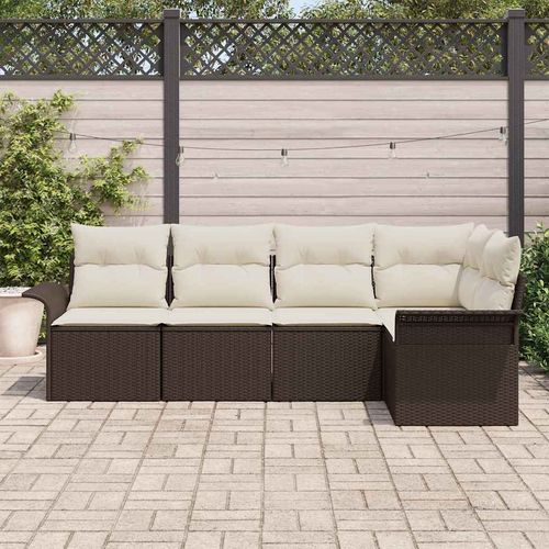 Zestaw Sof na Ogród 5 pcs 242.5 x 132.5 x 85 cm Polirattan na Arena.pl
