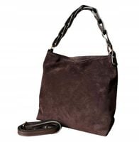 Czekoladowa zamszowa torebka brązowa shopper ZAMSZ NATURALNY Vera Pelle