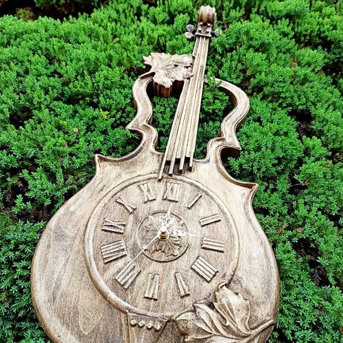 Skrzypce zegar ścienny drewniany w drewnie 60cm na prezent muzyka na Arena.pl