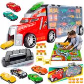 OGROMNY TIR LAWETA CIĘŻARÓWKA Z WYRZUTNIĄ 12 AUT TIR 55CM RESORAKI AUTKA