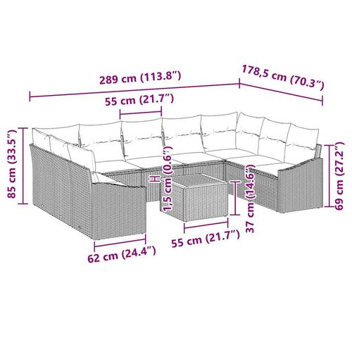 Zestaw Sof na Ogród 10 pcs beżowo-jasnoszary na Arena.pl