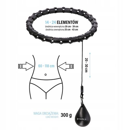 ZESTAW HULA HOP HHW02 Z WYPUSTKAMI I OBCIĄŻNIKIEM HMS + PAS BR163 na Arena.pl