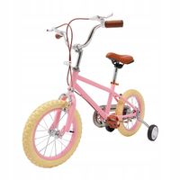 Rower dziecięcy 14 cali z kolorowymi oponami, Z kołami pomocniczymi,różowy