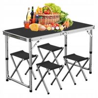 STOLIK STÓŁ TURYSTYCZNY KEMPINGOWY SKŁADANY ZESTAW Z 4 KRZESŁAMI