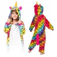 ONESIE KIGURUMI CIEPŁA PIŻAMA JEDNOCZĘŚCIOWA DZIECIĘCA TĘCZOWY PEGAZ DRES L