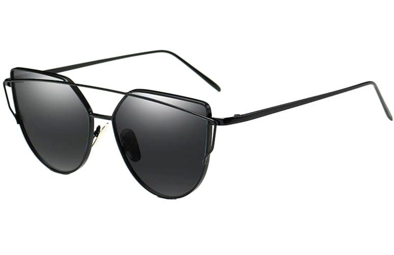 OKULARY LUSTRZANKI GLAM ROCK KOCIE OKO CAT CAŁE CZARNE O5_Czarne zdjęcie 3