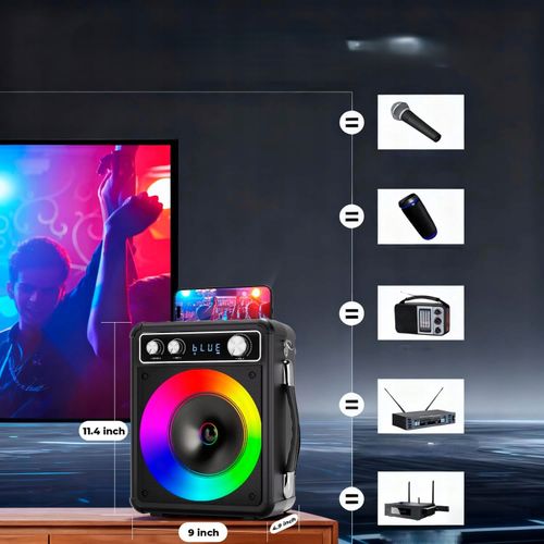 Karaoke Zestaw Bluetooth Głośnik Bezprzewodowy Dwa Mikrofony Światła Led na Arena.pl