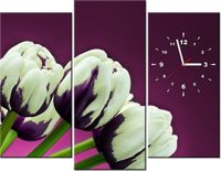 90CM 70 ZEGAR 3 ELEM FIOLETOWE TULIPANY SCIENNY DRUK