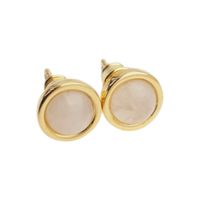 Kolczyki sztyfty - okrągły Kwarc Różowy w złoconym srebrze