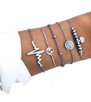 Zestaw bransoletka łańcuszek rytm serca kontynenty